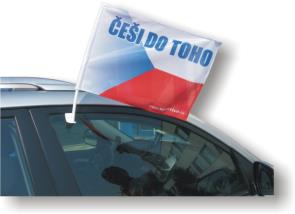 012 Vlajka na auto CZECH s plastovým držákem